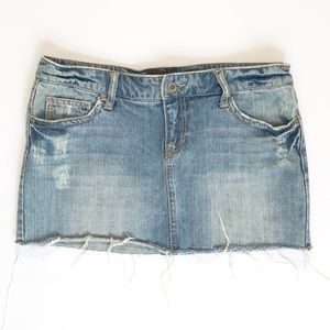 Distressed Denim Skirt